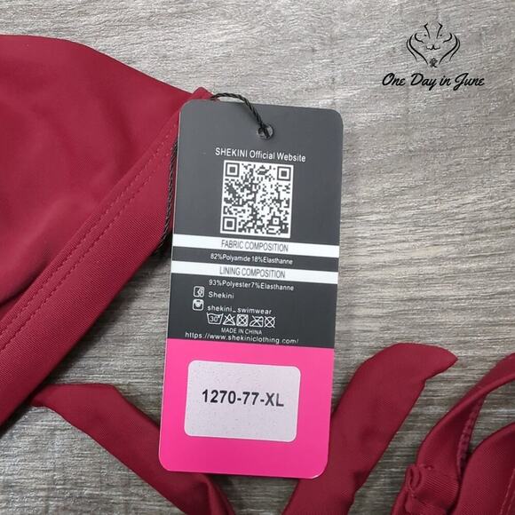 Shekini Halter Criss Cross Cut Out Bikini Swimsuit Size XL - Picture 4 of 6